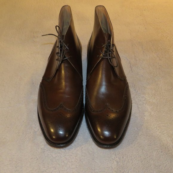 Peal & Co Leather Dark Brown Burnished Calf Wingtip Boots 13D NWB $748 main image 8
